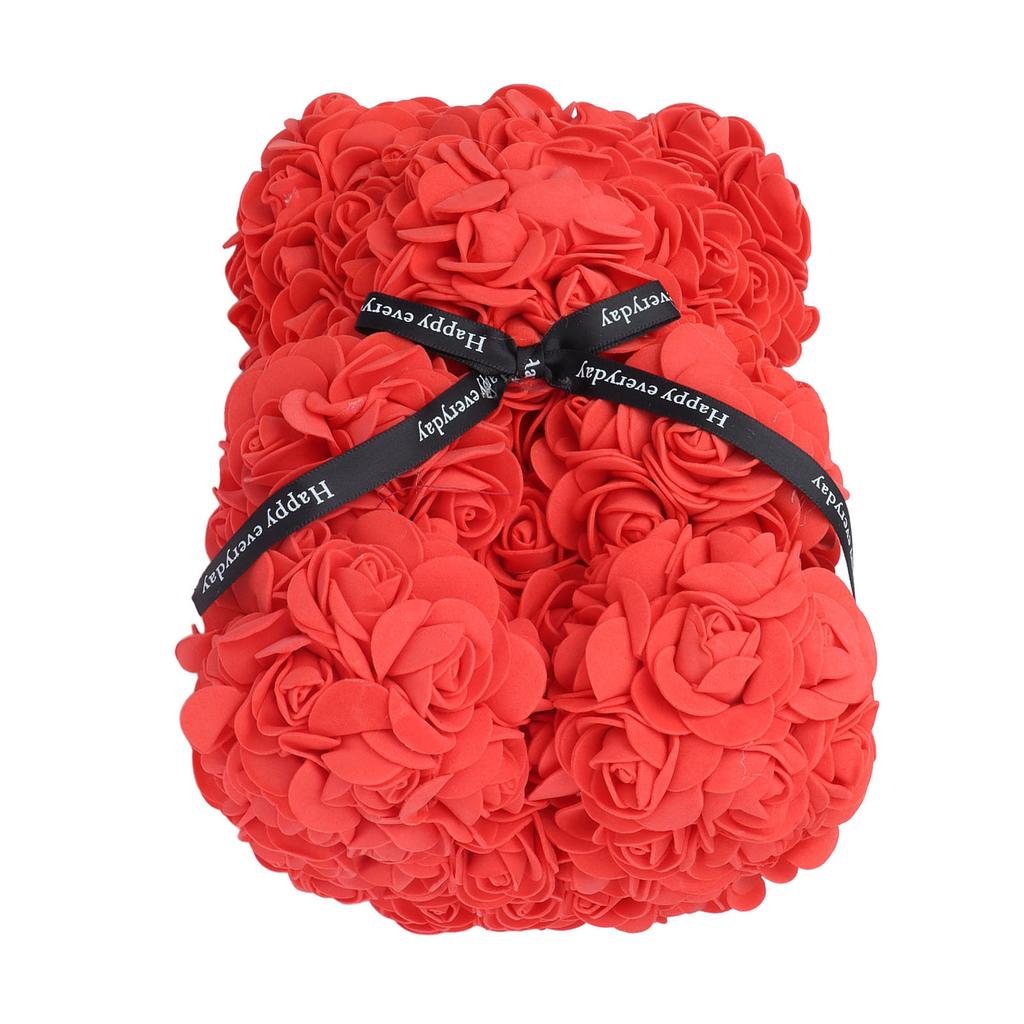 21cm Flower Bear Red Rose Shaped Bear Romantic Valentine"s Day Artificial Flower Bear for Wedding
