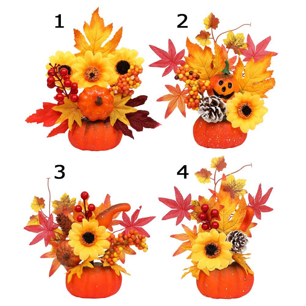 Arrangement Artificial Fall Home Decor Thanksgiving Party Maple Leaf Pumpkin Autumn Harvest Halloween Decorations