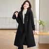 Women's Slim-Fit Gray Wool Trench Coat - High-End, Thickened, Long for Autumn/Winter 2025