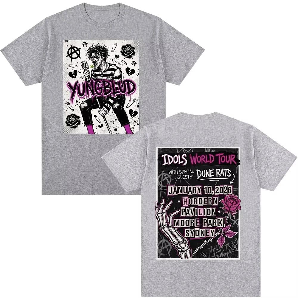 Sänger Yungblud Iconische Welttournee 2026 Serie Gedrucktes Unisex T-Shirt Mode HipHop Stil Damen und Unisex Bequemes T-Shirt