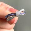 Huitan Graceful Purple Cubic Zirconia Women Rings Elegant Knot Design Charming Wedding Jewelry Delicate Fashion Accessories