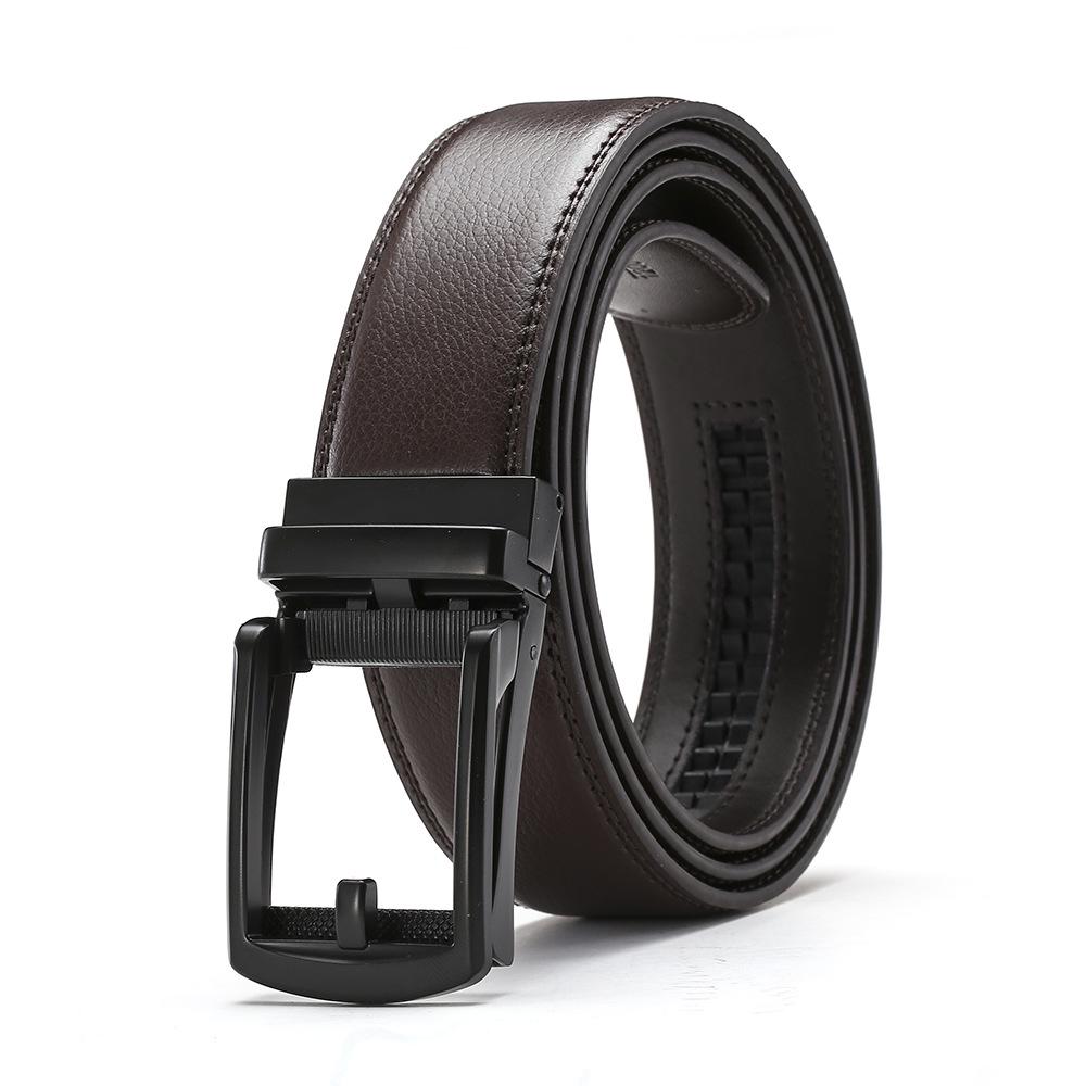 Genuine Leather Belt Men'S Automatic Buckle Belt Cowhide Belt Fake Pin Buckle Belt