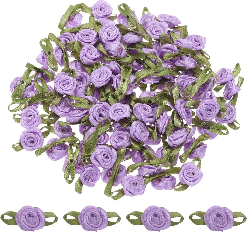 30 ks Kávové stuhové růže Mini růžičky pro tvoření Malé saténové mašličky Růže Umělé květiny.