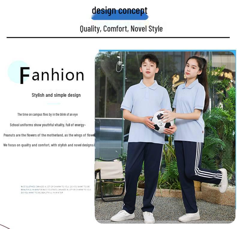 Summer Short Sleeve School Uniform T-shirt Set for Middle and High School Students - Boys and Girls Sportswear