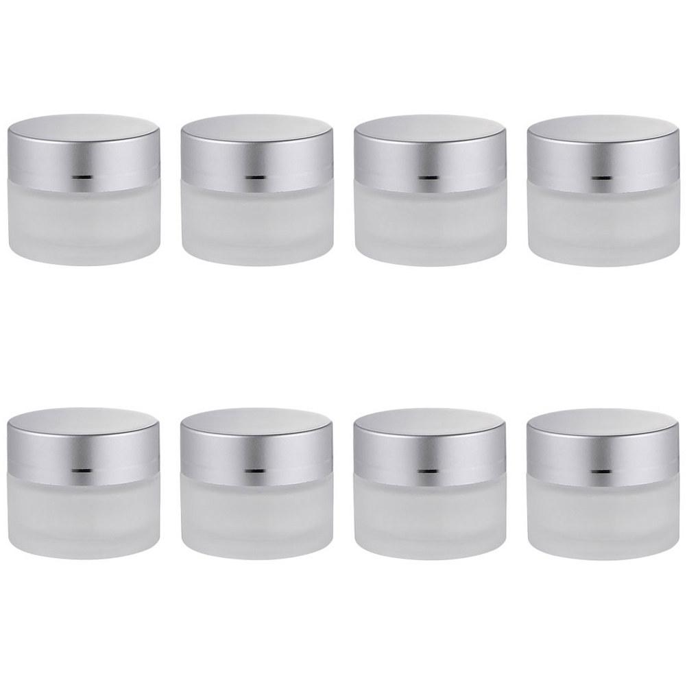 10Pcs Refillable Frosted Glass Containers for Facial Cream Travel Storage Mini Leak-Proof Cream Bottles Empty