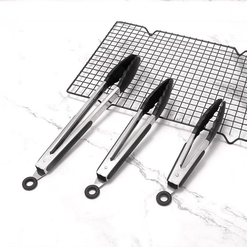 9-inch Silicone & Stainless Steel Kitchen Tongs, 15-Pack