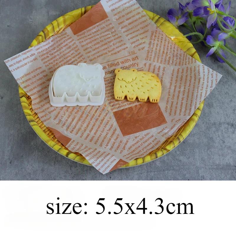 Nordic Style Cartoon Bear Biscuit Embosser Mold Polar Bear Cookie Cutters Fondant Biscuit Stamp Moulds Cake Decoration Tools