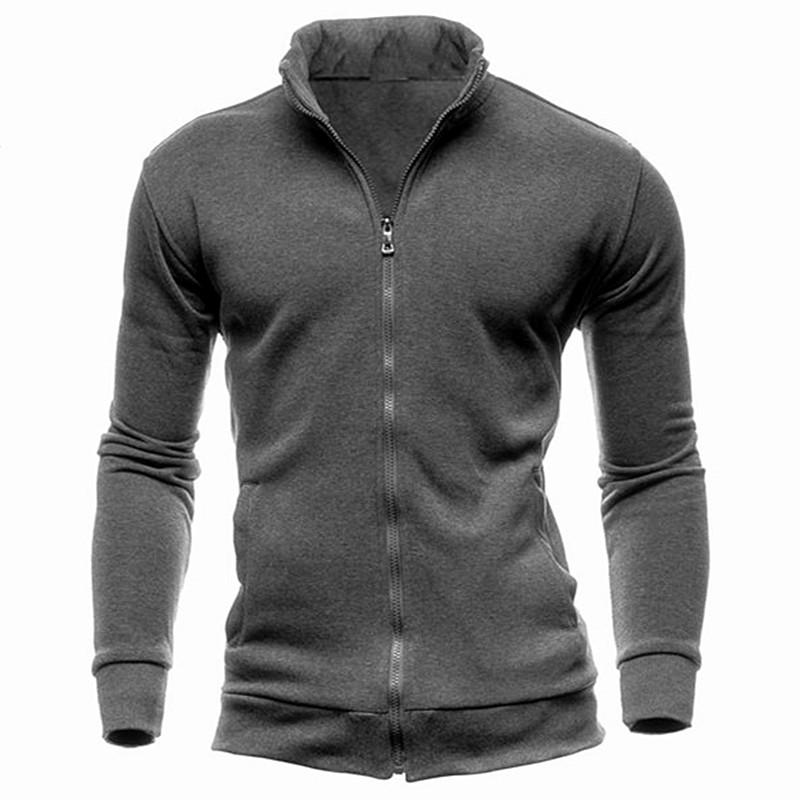 Men's No Hoodies Sweatshirts Zipper Stand Collar Men Sweatshirts for Male No Hooded Sweatshirt Man Pullover