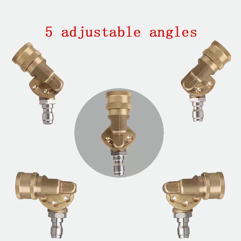 1/4" Brass High Pressure Washer Quick Connect Adapter Swivel Nozzle 5 Angle 180° Rotating Head 4500PSI Car Wash Tool