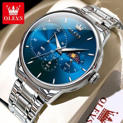 Mens Watch Simple Casual Original Quartz Watch For Men Waterproof Luminous Stainleess Steel Moon Phase Men Gifts