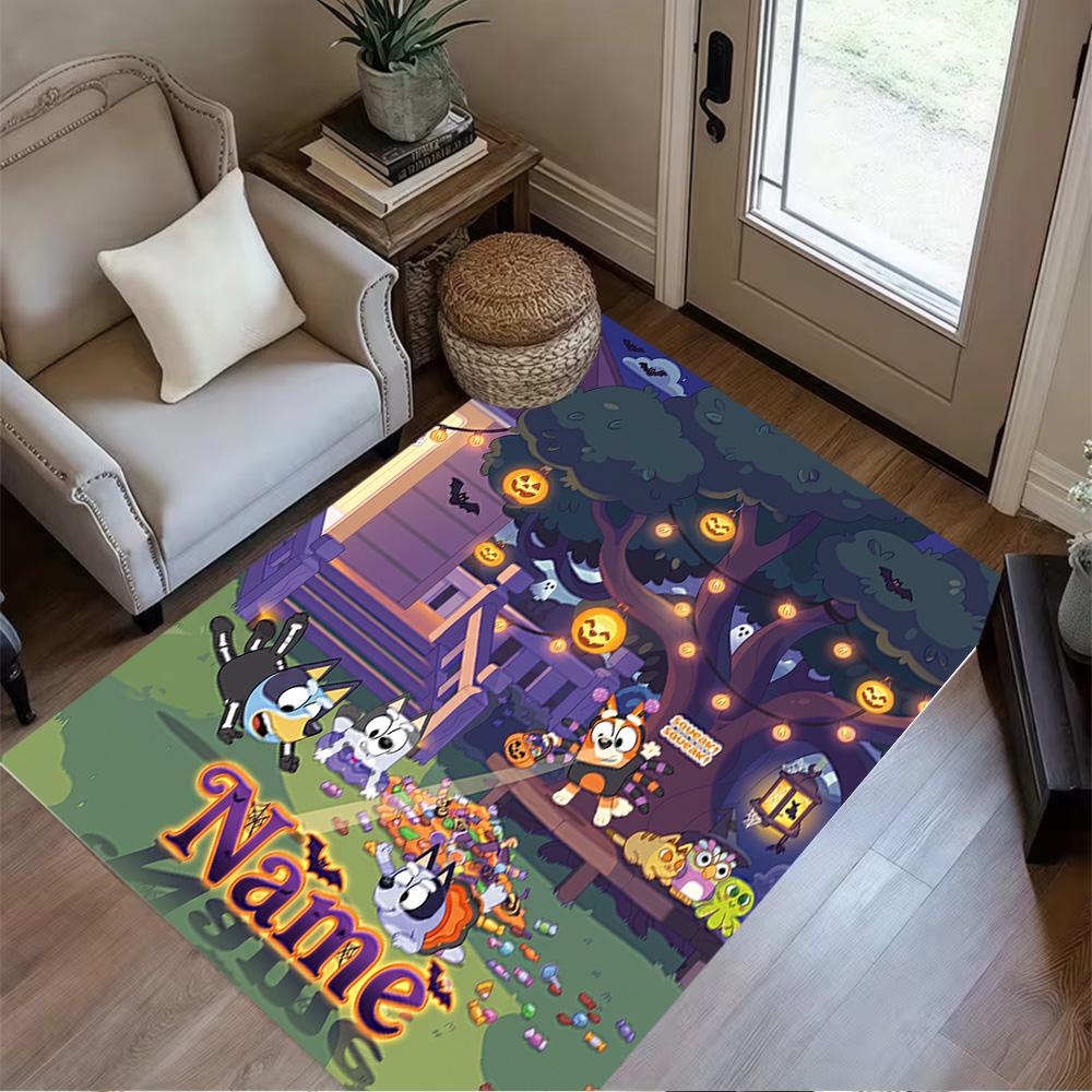 Bluey's Festive Family Personalized Name Floor Mat Suitable for Bedrooms Dormitory Living Rooms Balcony Antislip Carpet Office home decor