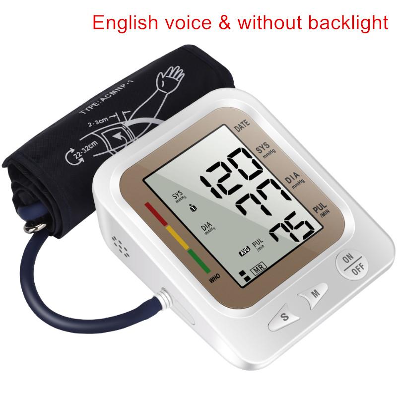 Large Screen Arm Blood Pressure Monitor Portable Electronic Tonometer Home Precision Sphygmomanometer with Voice Backlight XL-105