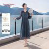 Elegant 100% Mulberry Silk V-Neck Midi Dress