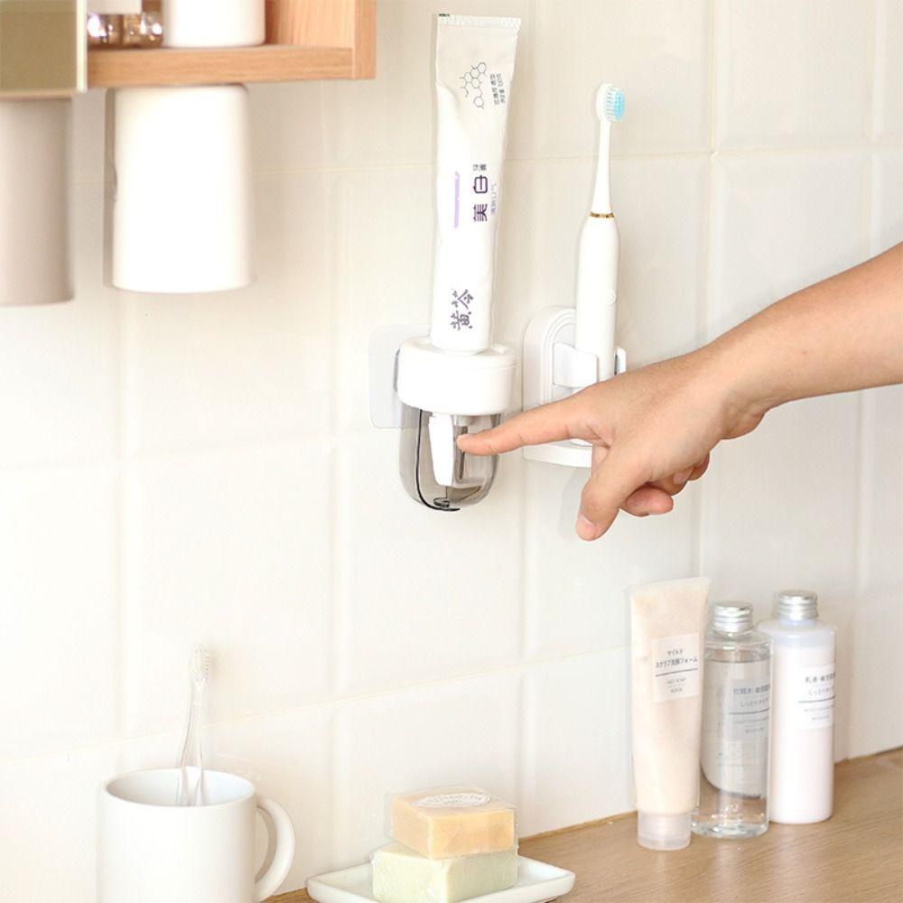Neuer Wandmontage Automatischer Zahnpasta Spender Stanzfrei Fauler Zahnpasta Quetscher Halter Staubdichte Zubehör Zahnpastahalter
