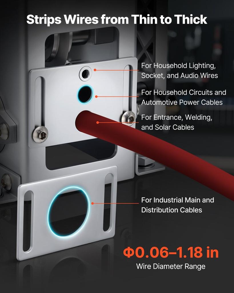 Manual Wire Stripper Machine, 1.5-30 mm, Copper Cable Stripper Tool, Hand Crank or Drill Powered Modes, Heavy-Duty Q235 Frame Wire Stripping Machine,