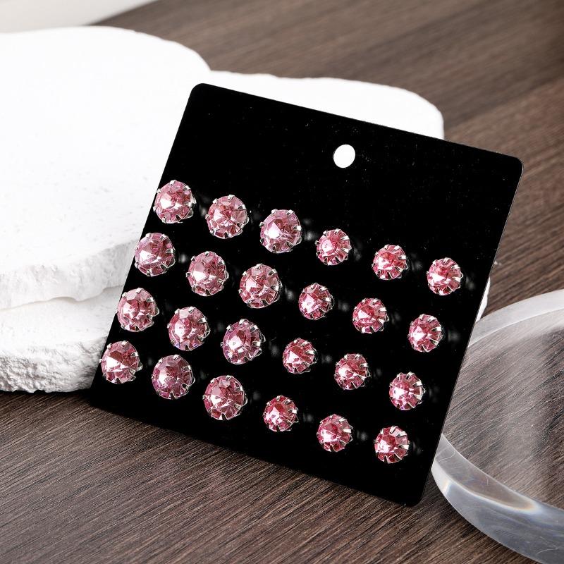 

Персонализированные нишевые серьги-пусеты класса люкс, розовые круглые серьги-пусеты с цирконом, свежие суперблестящие серьги-пусеты