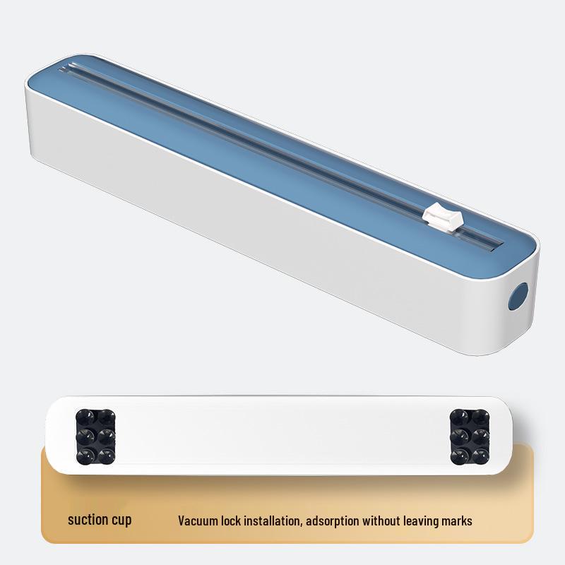 Magnetic Wall-Mounted Kitchen Plastic Wrap Cutter with Sliding Knife Box