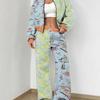 Splicing Autumn and Winter New European and American Fashion Sense Women's Clothing Floral Printing Suit Women