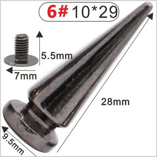 Punk Spike Alloy Bullet Rivet Horn Cone with Base Screw for Apparel, Bags, Shoes