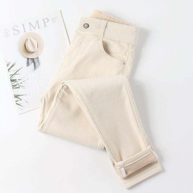 

Жіночі джинси гаремного крою з високою посадкою на весну 2025 року, на флісовій підкладці, молочного кольору Off-White Cropped Pants