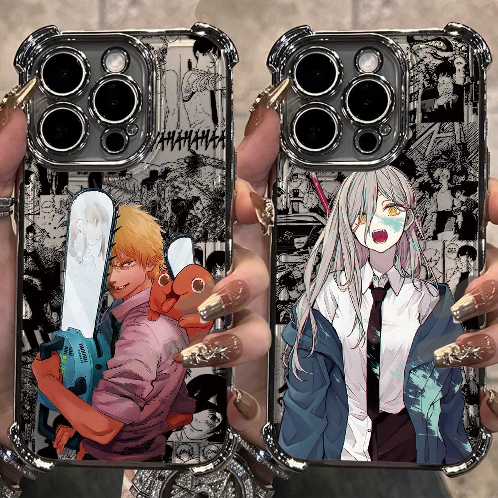 Anime Chainsaws Makimas Powers Plating Phone Case For Samsung S26 S25 S24 S23 S22 S21 S20 FE Note20 Edge Plus Ultra 4G 5G Anti