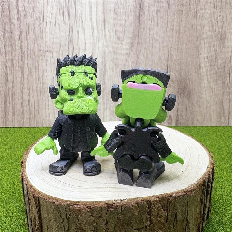 3D-gedruckte Frankenstein Halloween-Figur Grünes Monster Schreibtischdekoration Für Kinderzimmer Ornamente Feiertagsgeschenk Spielzeug
