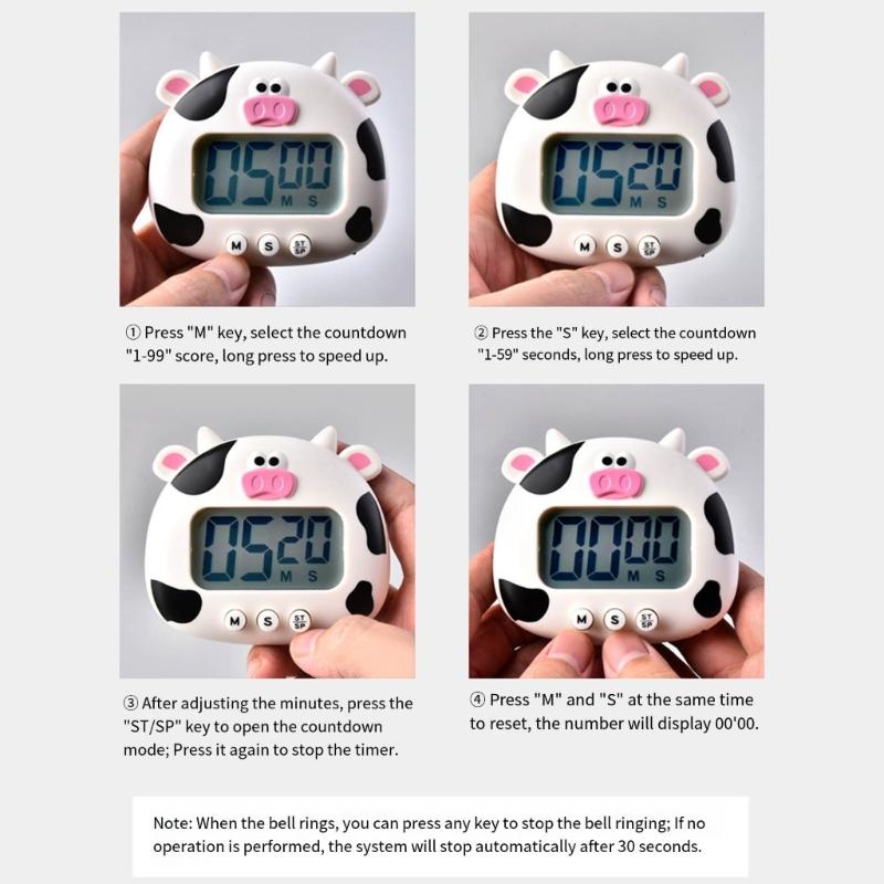 Minuteur Numérique Mignon Animal Dessin Animé Compte à Rebours Minuteur Réveil de Cuisine Multifonction Rappel d'Heure Minuteur de Cuisson Numérique