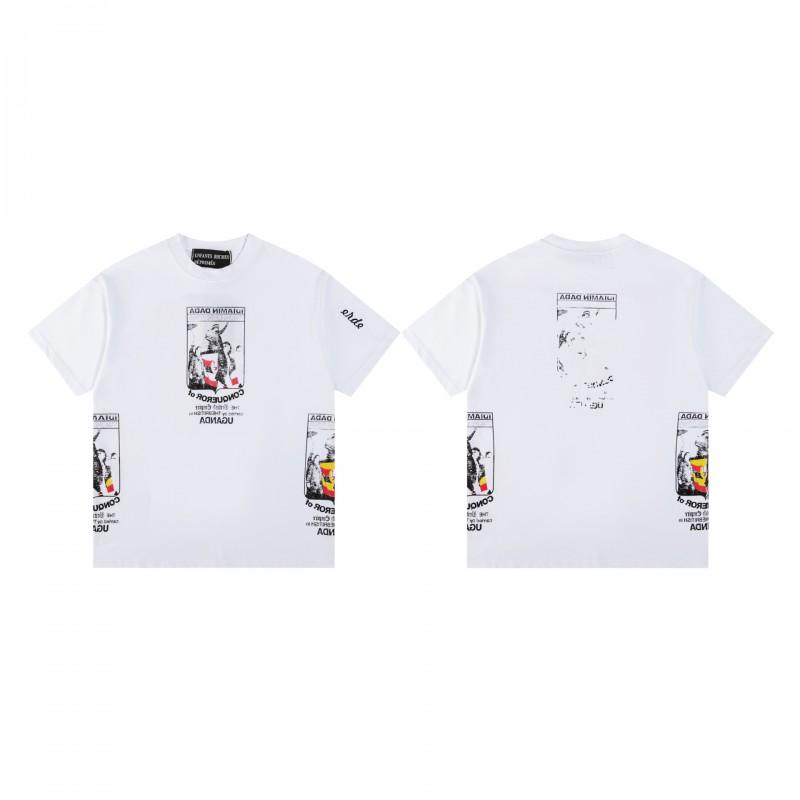 Unisex Oversized Cotton T-Shirt With Vintage Letter Print Art Portrait Design Loose Fit Casual Wear