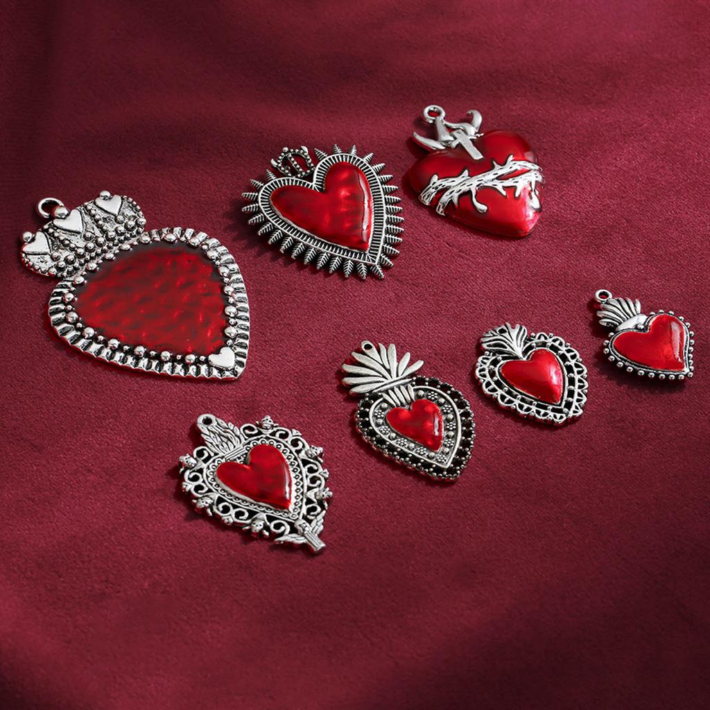 Vintage Gothic Alloy Jewelry Pendant Skull Heart Pendants Charm DIY Earrings