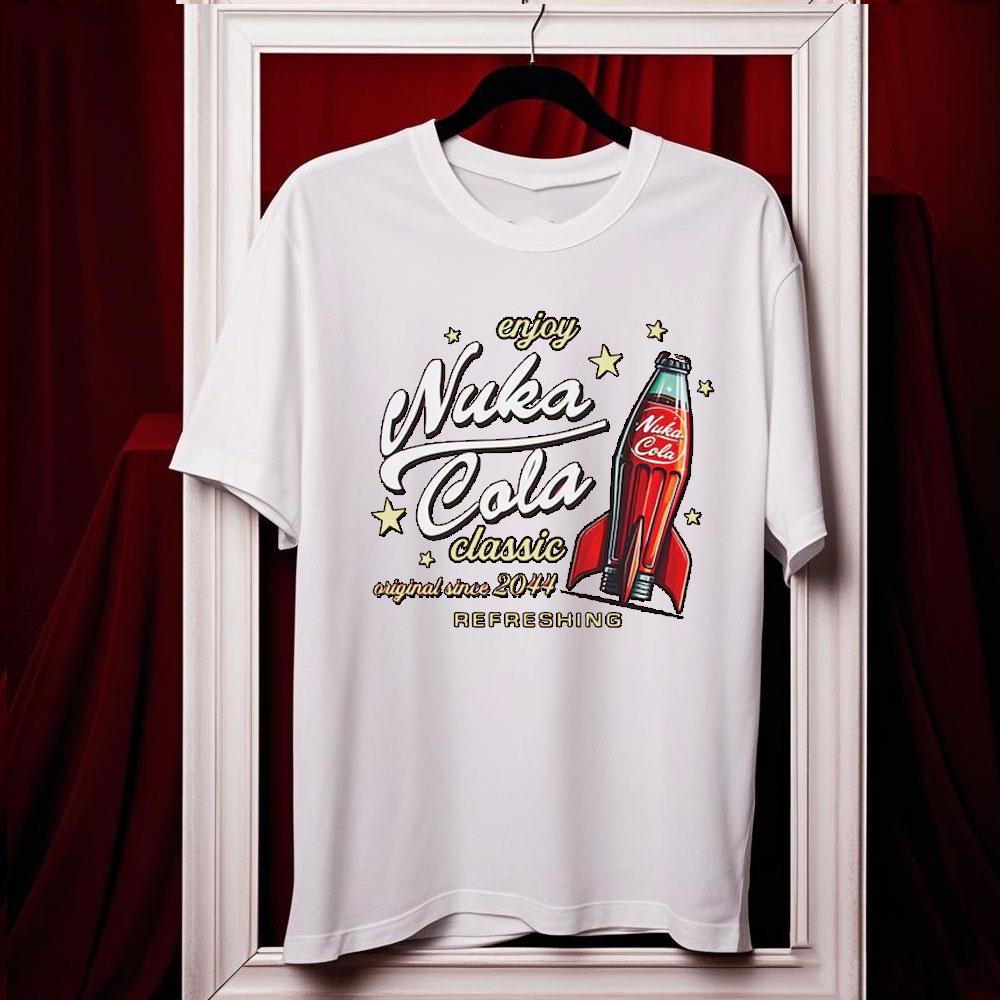 Nuka Cola Fallout Unisex Softstyle Cotton T-Shirt Funny Tshits Vintage Red T Shirt 2044 Tee Tops Fan Gift Ropa Hombre Harajuku