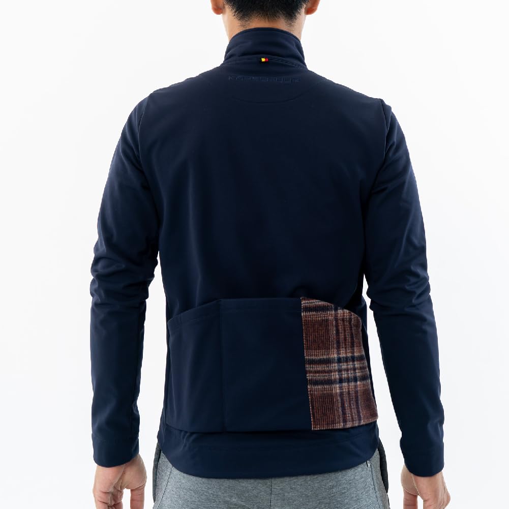 Kapelmuur Cycling Jacket for Windproof and River Size XS Fall/Winter (0°C-10°C), Water-Resistant, Check, Navy,