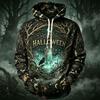 Men's Casual Hoodie Long Sleeve Sweatshirt with Halloween Graphic Print for Fall