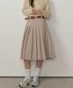 Lingseoul Wool Pleated Midi Skirt-Beige