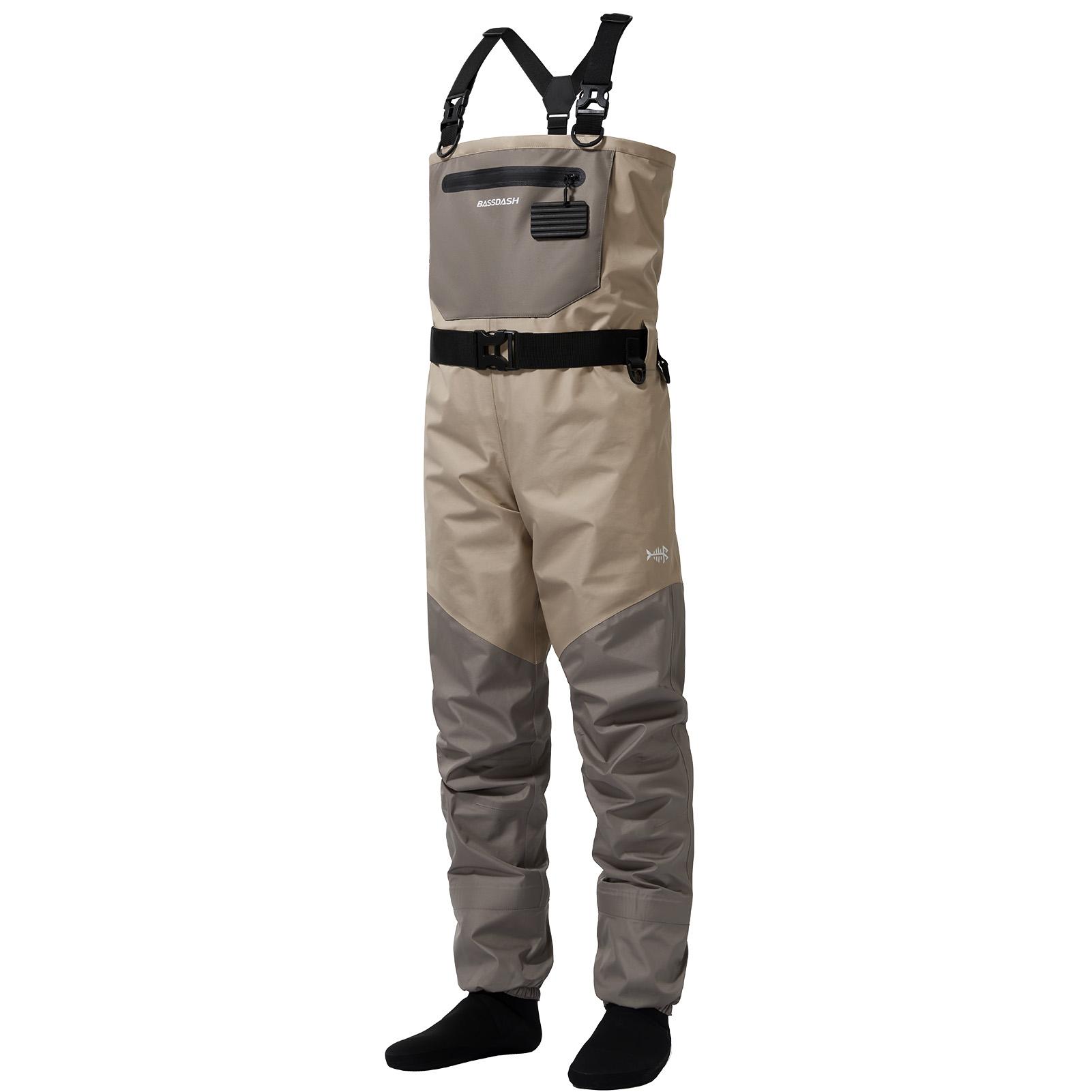 BASSDASH Fishing Wader Lightweight Stocking Foot FW08 Men’s Breathable Waders Waterproof Fly Fishing Chest Small 7-8