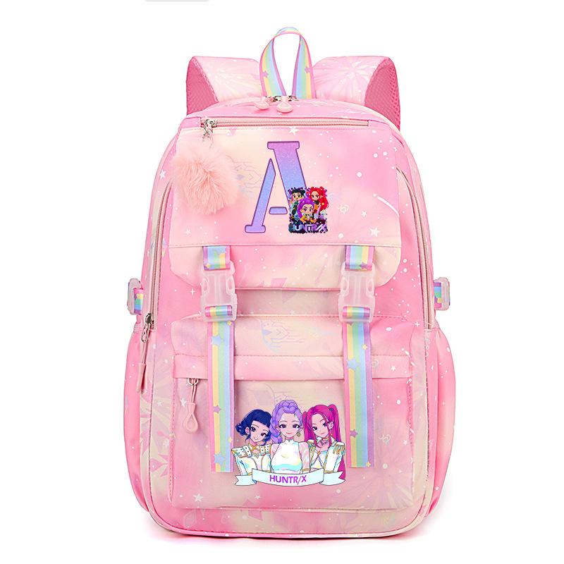 Anime Cartoon Letter Print Pink Backpack Leisure Periphery Large Capacity Backpack Student Bag 44*30*22cm