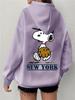 Simple Design Snoopy Printed Zipper Sweater Casual Loose Sweater Cardigan Jacket