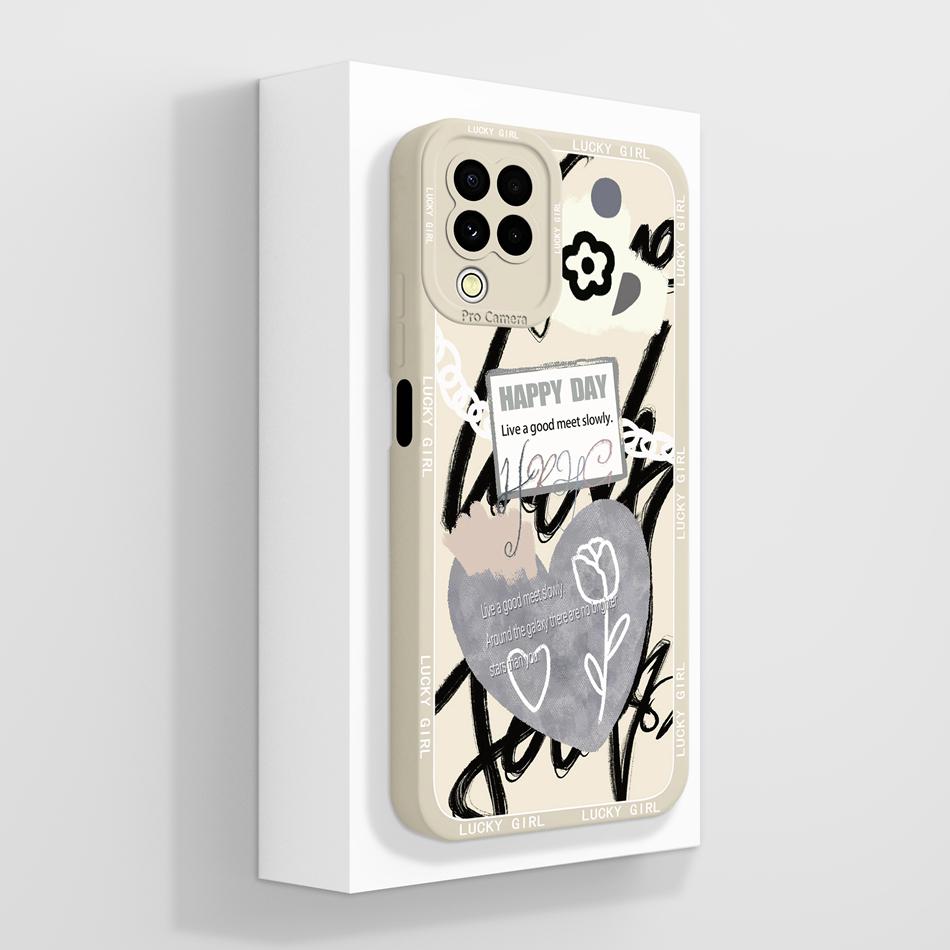 For Samsung M22 M32 A22 4G Case Cute Panda Soft Liquid Silicone Phone Back Cover For Galaxy M 22 32 A 22 Funda Camera Protectors