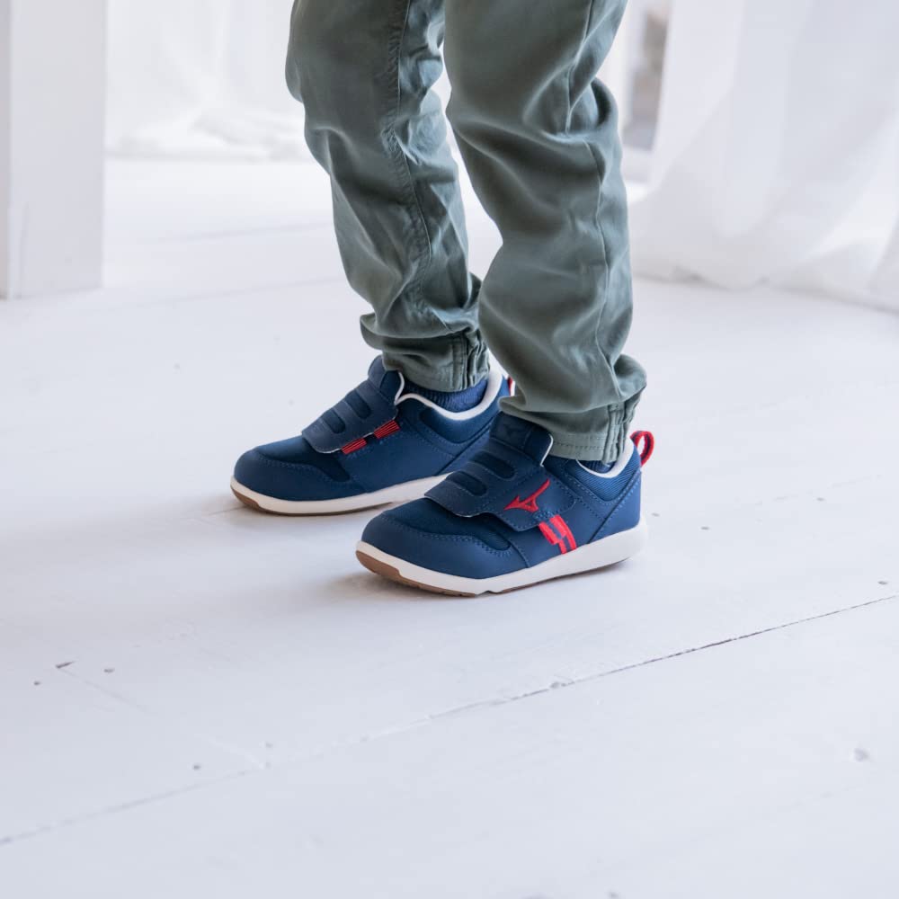 Mizuno Premore 2 Buty Sportowe Rozmiar Młodzieżowy dla Chłopców i Buty Szkolne dla Dzieci, 15-22cm, Dziewczynki, Buty, Granatowy/Czerwony, 17.0cm