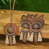 Bohemian Vintage Tassel Earrings Necklaces Set for Women Ethnic Round Hollow Carved Rope Chain Necklace Jewelry Accessories