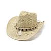 Western Cowboy Hat With Breathable Paper Straw For Summer Sun Protection