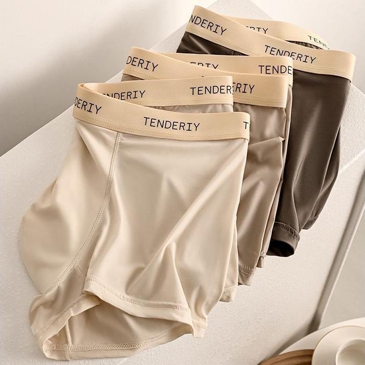 4pcs Summer Thin Men's Underwear Flat Leg Pants Mid Waist Breathable Square Leg Pants Boxer Brief