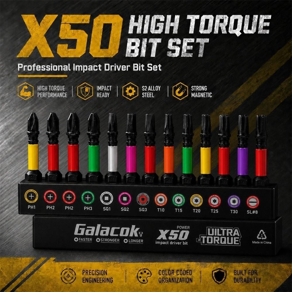 13 Pieces Magnetic Screwdriver Bits Set Color Coded Base Driver Bits Accessories Home DIY Use
