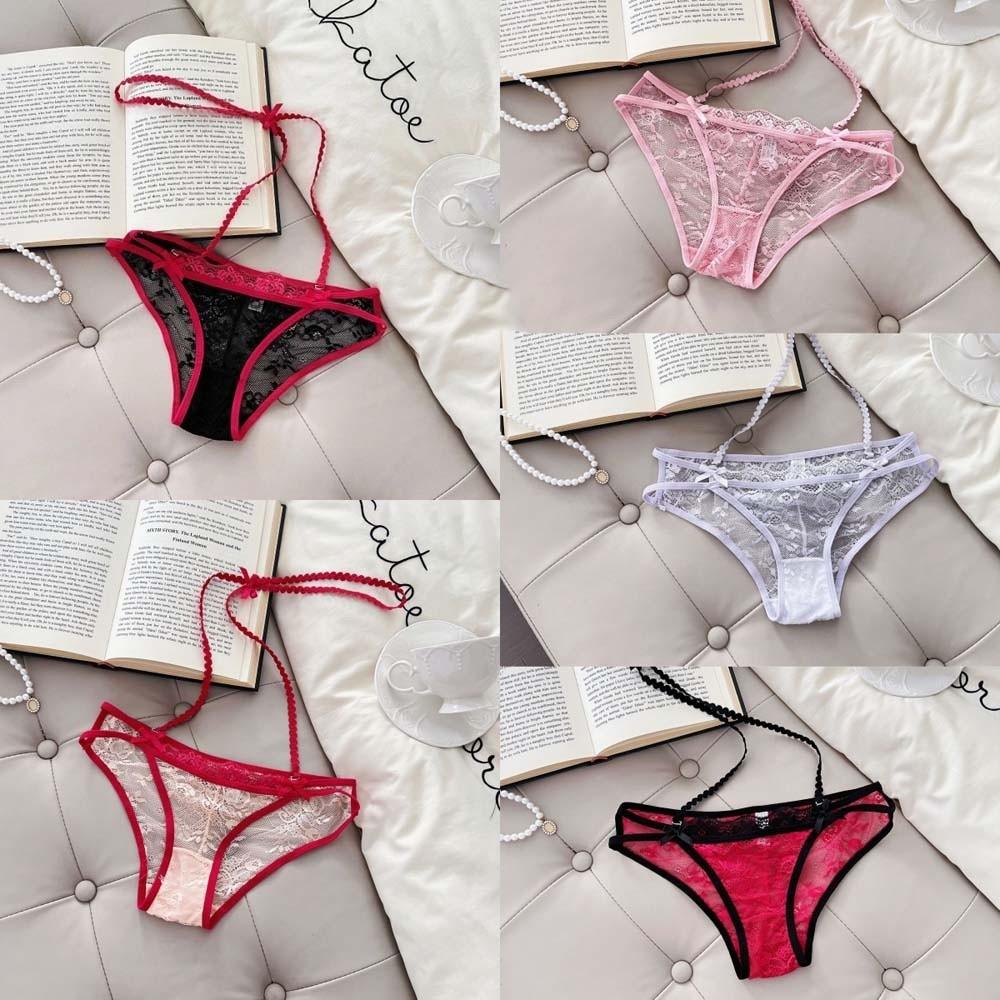 Pendant Chain Underwear for Women Hanging Neck Lace Underpants Breathable Lace Panties  Women