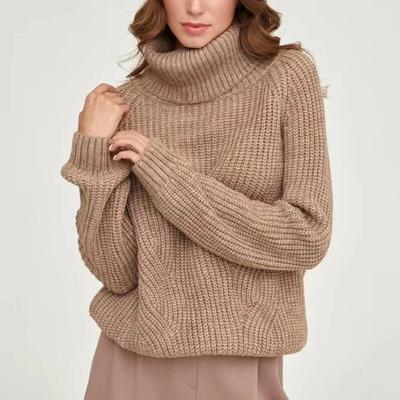 Autumn Turtleneck Womens Sweater Winter Fashion Office Lady Warm Loose Knitted Top Solid Color Casual Knitwears 30400