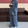  Spring and Autumn New European and American Women's Cross-border Long Sleeve Cardigan Lapel Jacket Casual Wide Leg Pants Two-piece Set