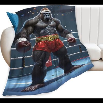 Gorilla Boxing Throw Blanket  Funny Boxing Gift  Soft Cozy Fleece X Inch for All  Home Textiles
