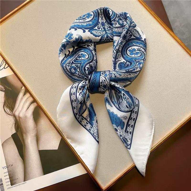New Silk Square Scarf Women Retro Paisley Cashew Print Neckerchief Female Foulard Head Hijab Hairband Soft Neck Bag Ribbon Satin