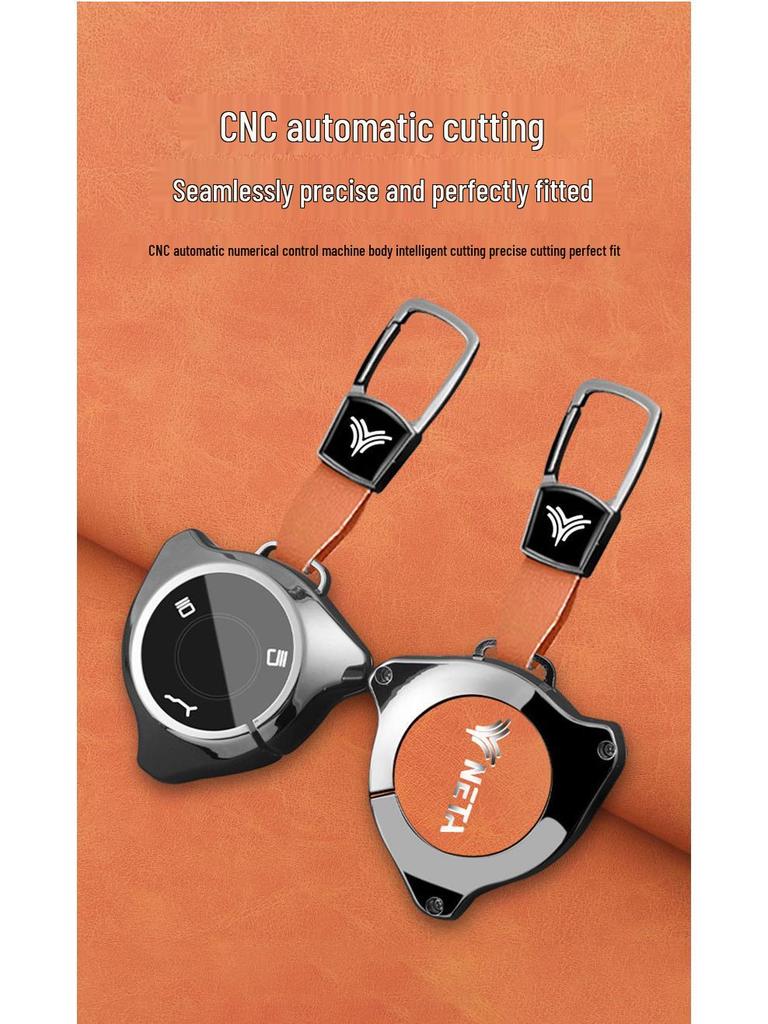 Nezha V Key Case - GT High-End Pro Full Wrap Metal Protective Shell with Buckle for New Energy Vehicles.