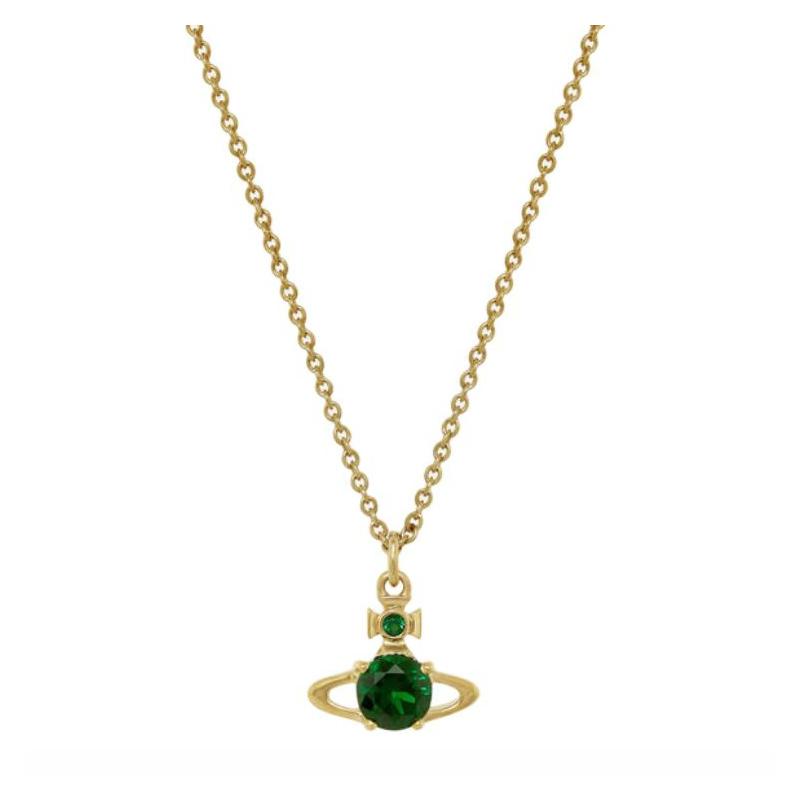 Vivienne Westwood Reina Saturn Galaxy Orbit Necklace Women s Gold/Emerald 63020095-02R245 серебряный