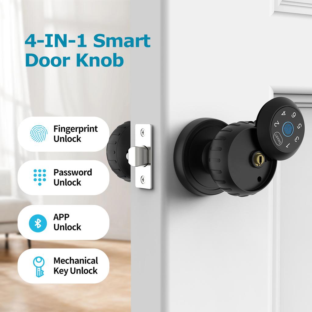 Viladepot Smart Lock Fingerabdruck Türschloss App Fernbedienung Passcode Entsperrung Elektronisches Touchscreen Tastenfeld Innenbereich